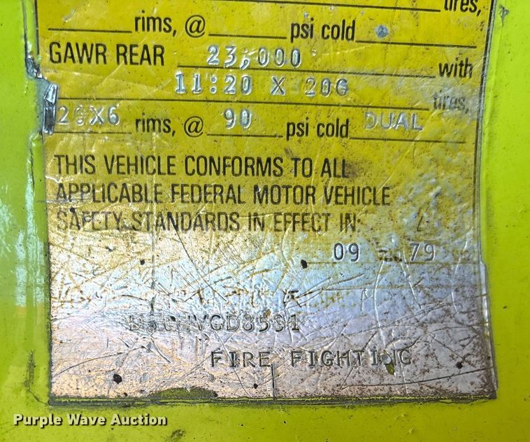 image for item FB2996 1980 Ford 8000 pumper fire truck