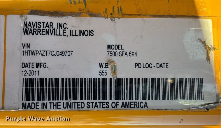 image for item FG0047 2012 International WorkStar 7500 dump truck