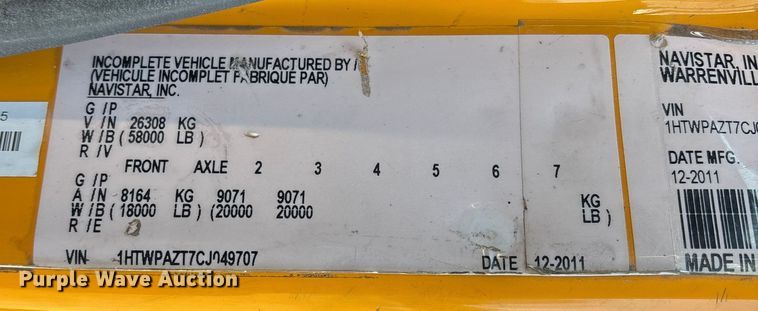 image for item FG0047 2012 International WorkStar 7500 dump truck