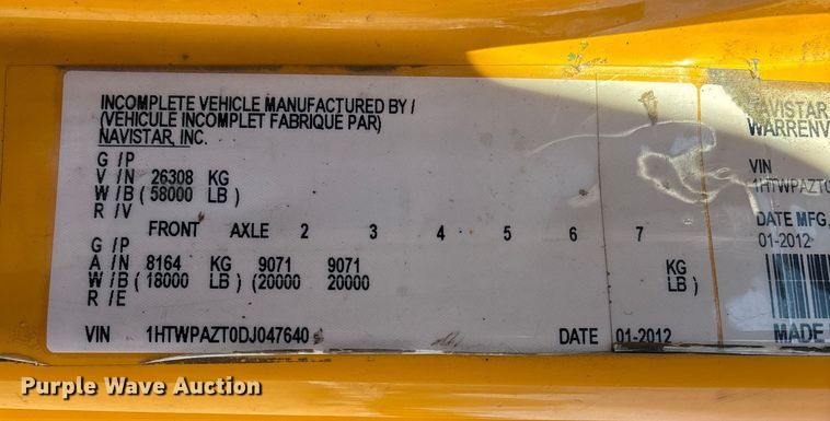 image for item FG0048 2013 International 7500 WorkStar dump truck