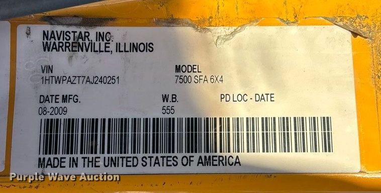 image for item FG0050 2010 International 7500 WorkStar dump truck