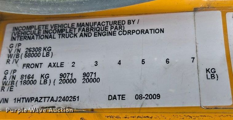 image for item FG0050 2010 International 7500 WorkStar dump truck