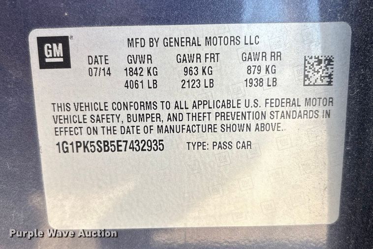 image for item FG2660 2014 Chevrolet Cruze 