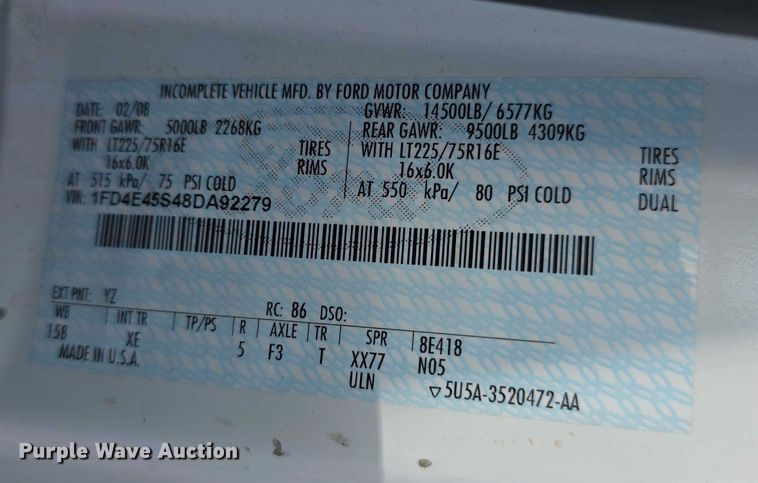 image for item FI0601 2008 Ford E450 Super Duty shuttle bus