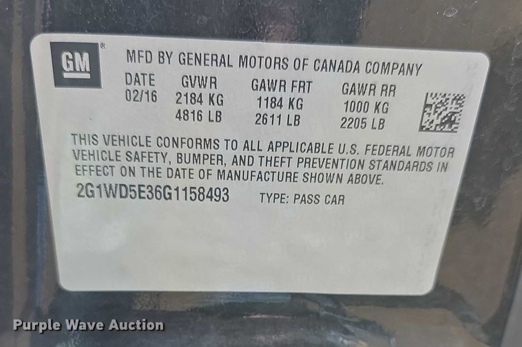 image for item FI0693 2016 Chevrolet Impala Police 