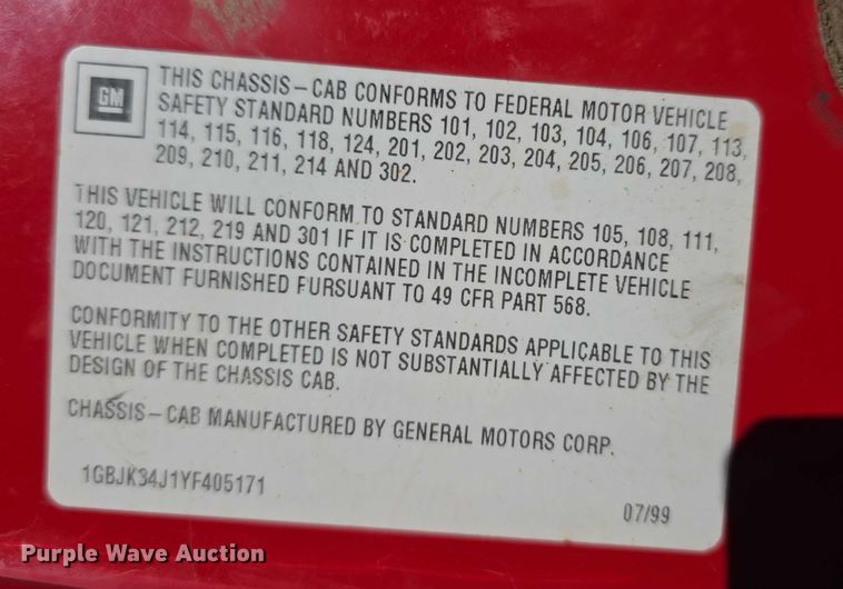 image for item FI0802 2000 Chevrolet K3500 flatbed pickup truck