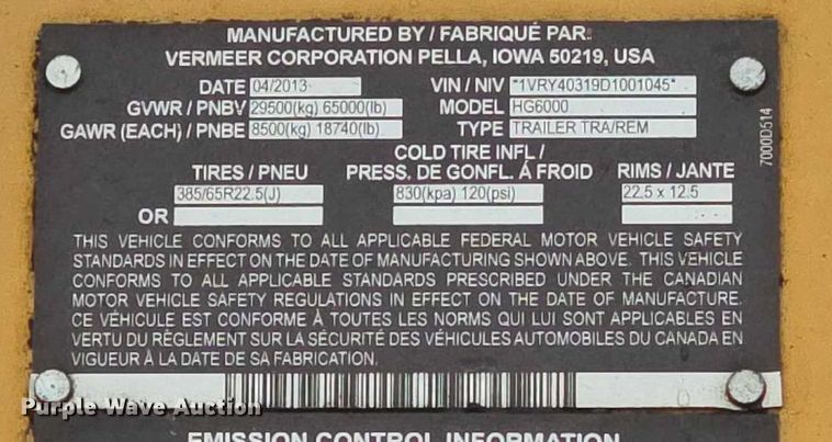 image for item FI0823 2013 Vermeer HG6000 horizontal grinder