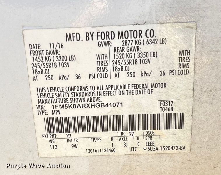 image for item FI1626 2017 Ford Explorer SUV