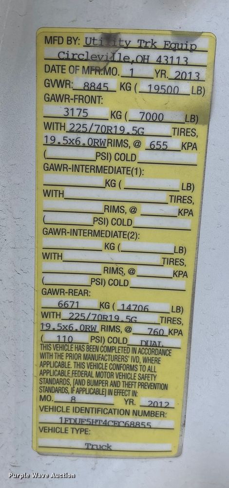 image for item FK1126 2012 Ford F-550 bucket truck