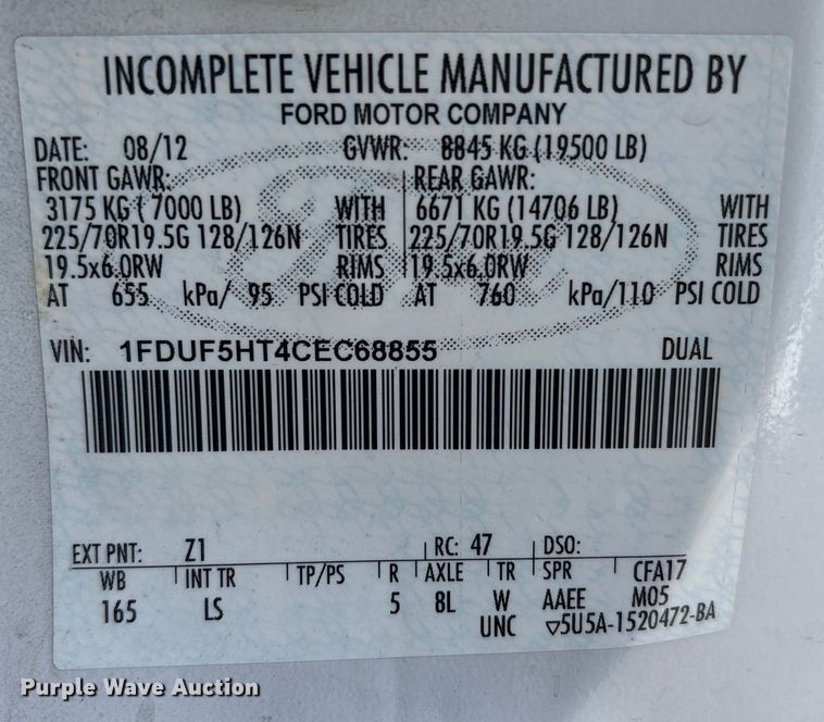 image for item FK1126 2012 Ford F-550 bucket truck