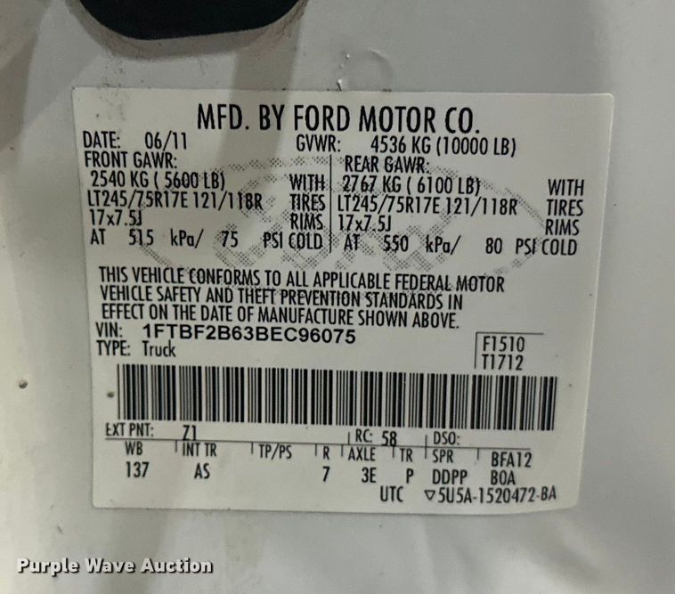 image for item FK1523 2011 Ford F250 Super Duty pickup truck