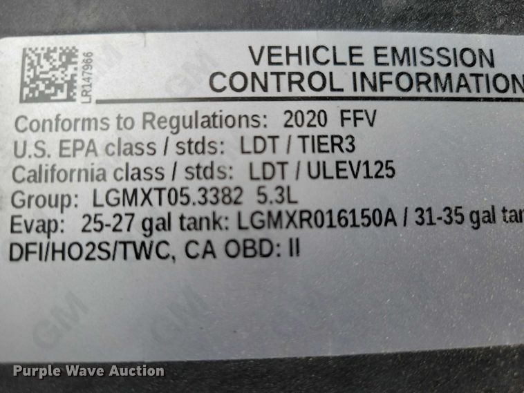 image for item NO9896 2020 Chevrolet  Tahoe Police SUV