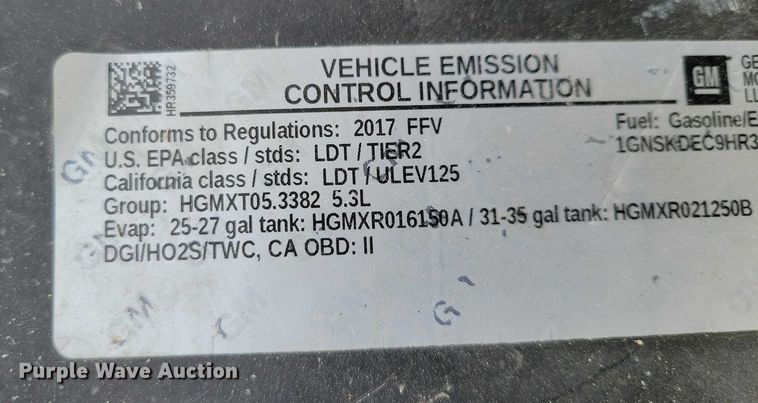 image for item NO9898 2017 Chevrolet  Tahoe Police SUV