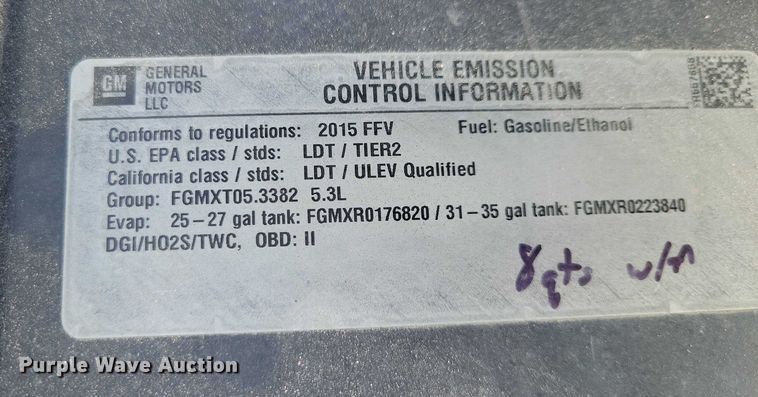 image for item NO9899 2015 Chevrolet  Tahoe Police SUV