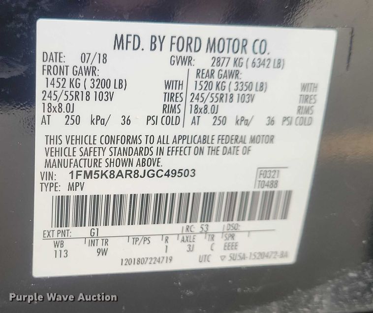 image for item NO9978 2018 Ford Explorer Police Interceptor SUV