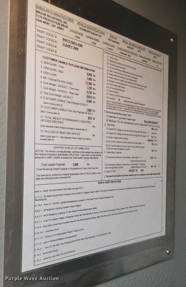 image for item NO9992 2010 Ford E350 ambulance