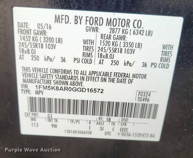 image for item NO9994 2016 Ford Explorer Police Interceptor SUV