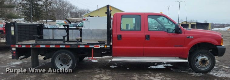 image for item NO9998 2000 Ford F450 Super Duty XL Crew Cab flatbed truck