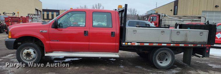 image for item NO9998 2000 Ford F450 Super Duty XL Crew Cab flatbed truck