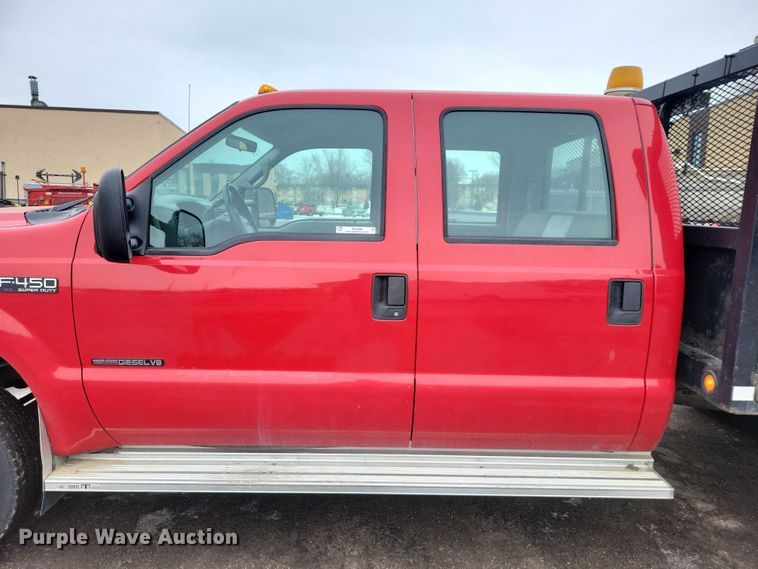 image for item NO9998 2000 Ford F450 Super Duty XL Crew Cab flatbed truck