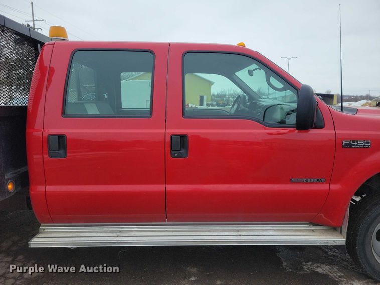 image for item NO9998 2000 Ford F450 Super Duty XL Crew Cab flatbed truck