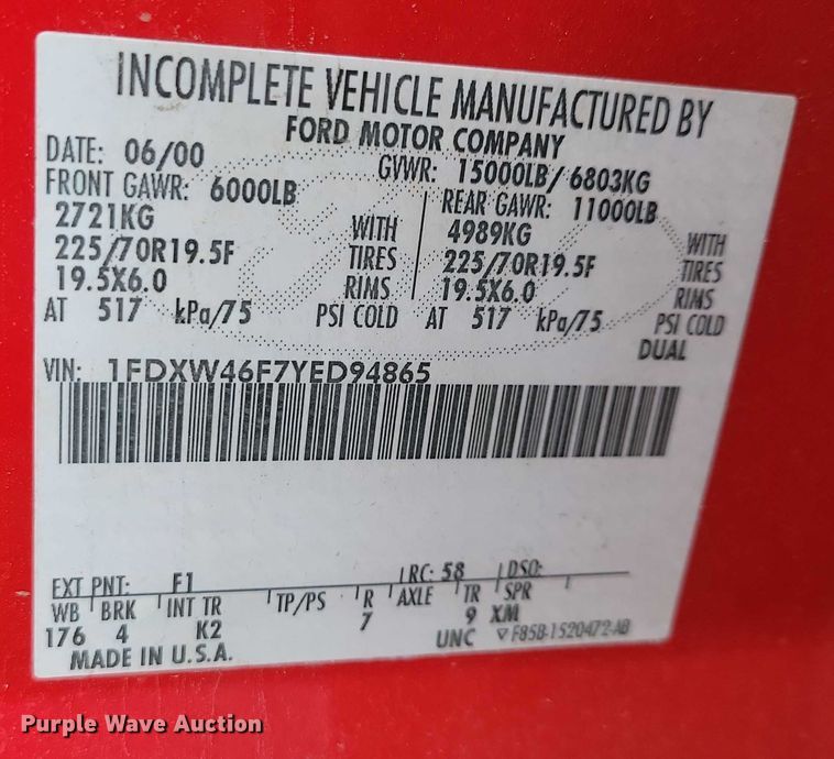 image for item NO9998 2000 Ford F450 Super Duty XL Crew Cab flatbed truck