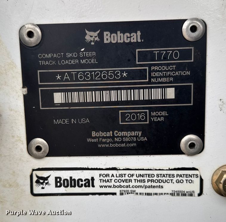 image for item OE9509 2016 Bobcat T770 tracked skid steer loader