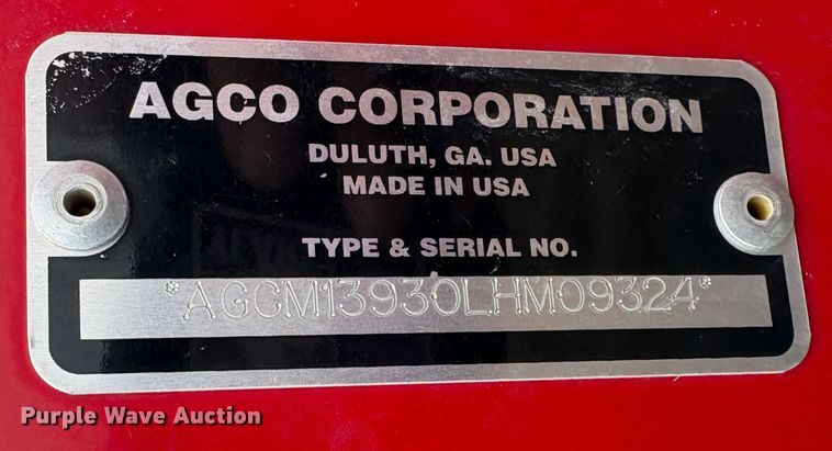 image for item EC8255 2020 Massey Ferguson 1393 swather / windrower