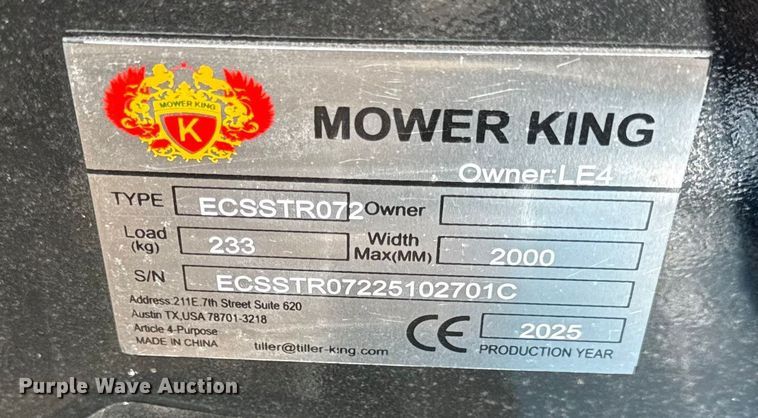 image for item EN0270 2025 Mower King skid steer tiller