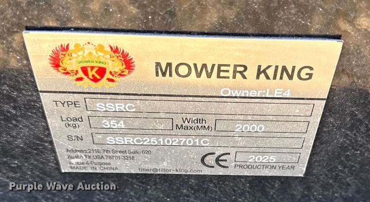 image for item EN0277 2025 Mower King skid steer brush mower