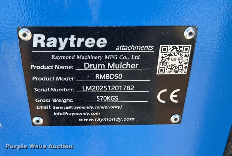 image for item EN0288 2025 Raytree RMBD50 skid steer mulcher