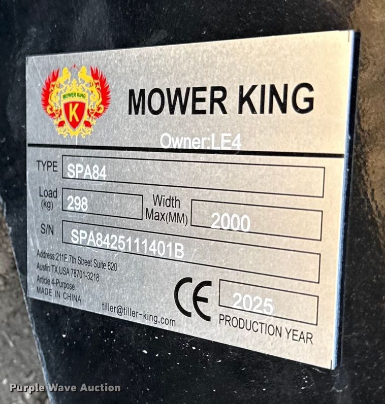 image for item EN0289 2025 Mower King  skid steer dozer blade