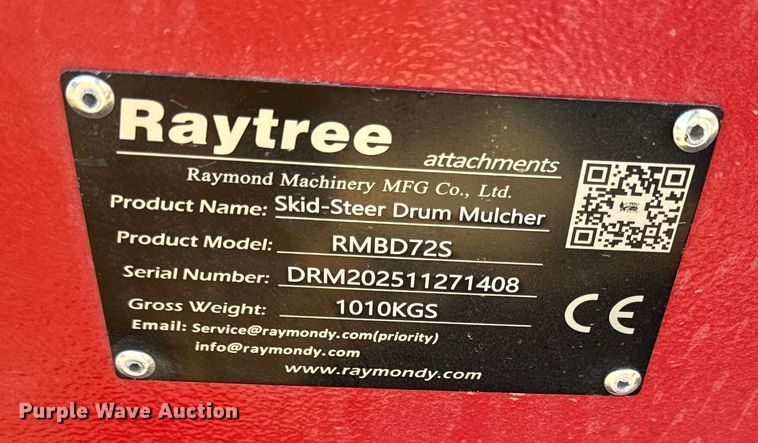 image for item EN0290 2025 Raytree RMBD72S skid steer mulcher