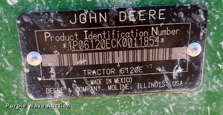 image for item EU4730 2019 John Deere 6120E MFWD tractor