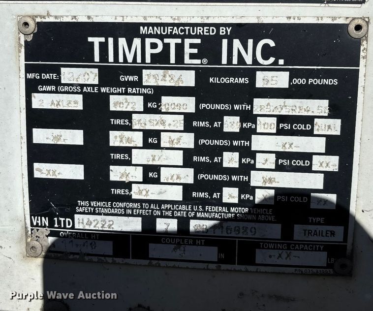 image for item FG0007 2008 Timpte grain trailer
