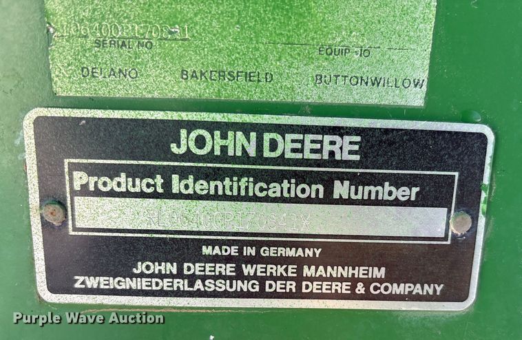 image for item FK1132 1996 John Deere 6400 tractor