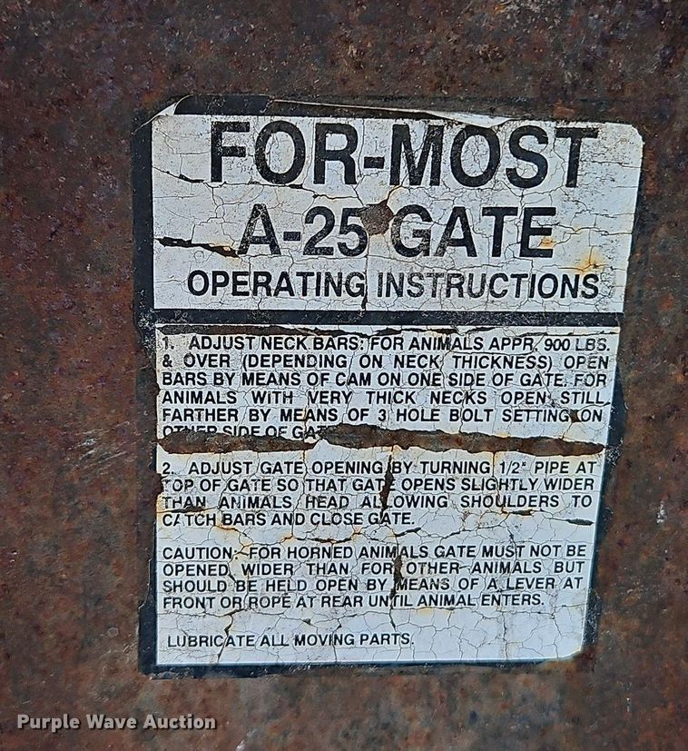 image for item FN5535 For-Most A-25 livestock head gate