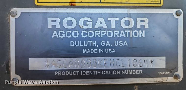 image for item FN5566 2015 RoGator RG 900B sprayer