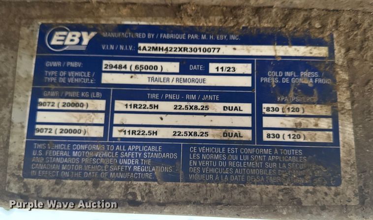 image for item YA1949 2024 EBY Generation grain trailer