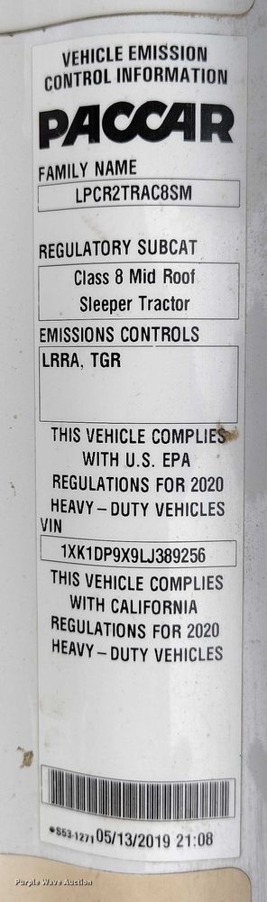 image for item DT0889 2020 Kenworth W990 semi truck