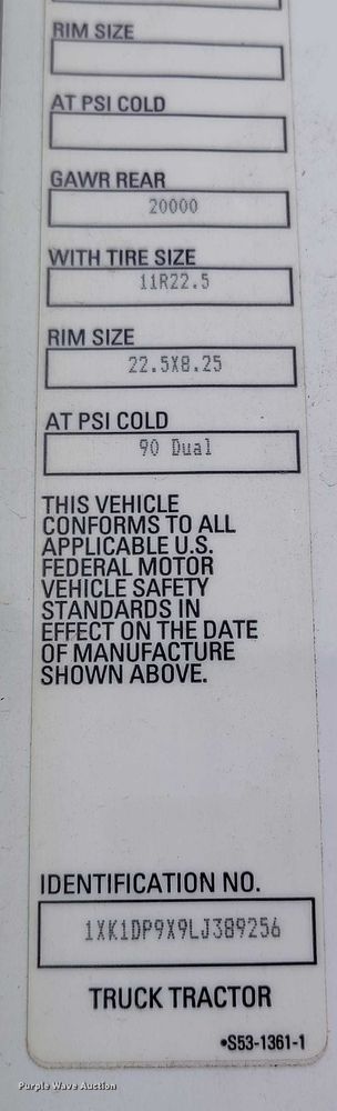 image for item DT0889 2020 Kenworth W990 semi truck