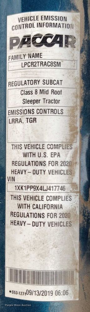 image for item DT0890 2020 Kenworth W990 semi truck