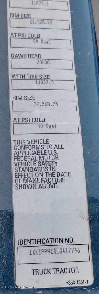 image for item DT0890 2020 Kenworth W990 semi truck