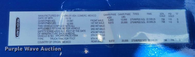 image for item DT0895 2020 Freightliner Cascadia 126 semi truck