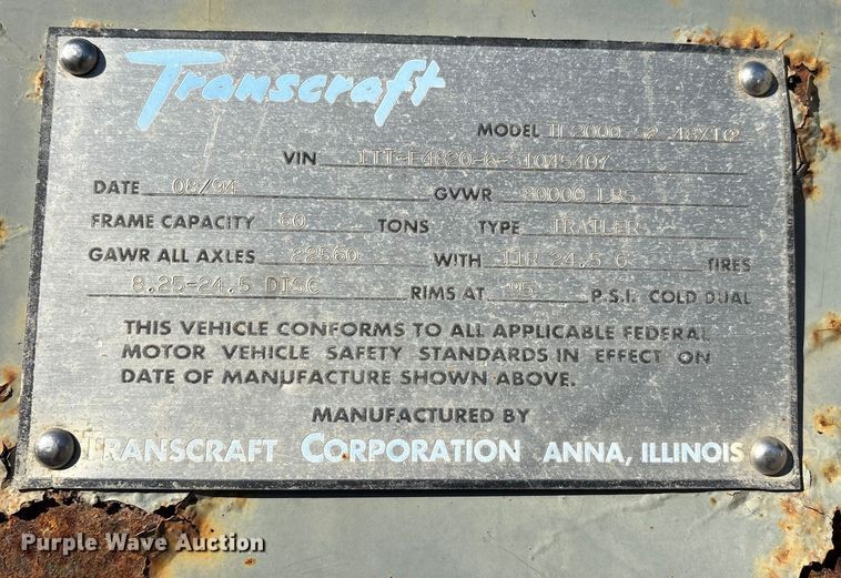 image for item DW7367 1995 Transcraft TL2000 S2 flatbed trailer