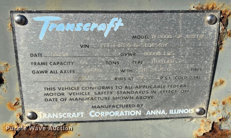 image for item DW7367 1995 Transcraft TL2000 S2 flatbed trailer