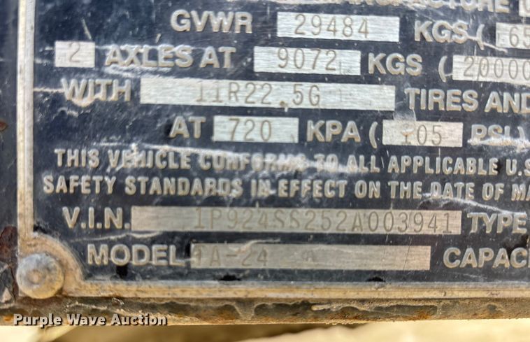 image for item DW7451 2002 Palmer Machine Works TA-24 end dump trailer