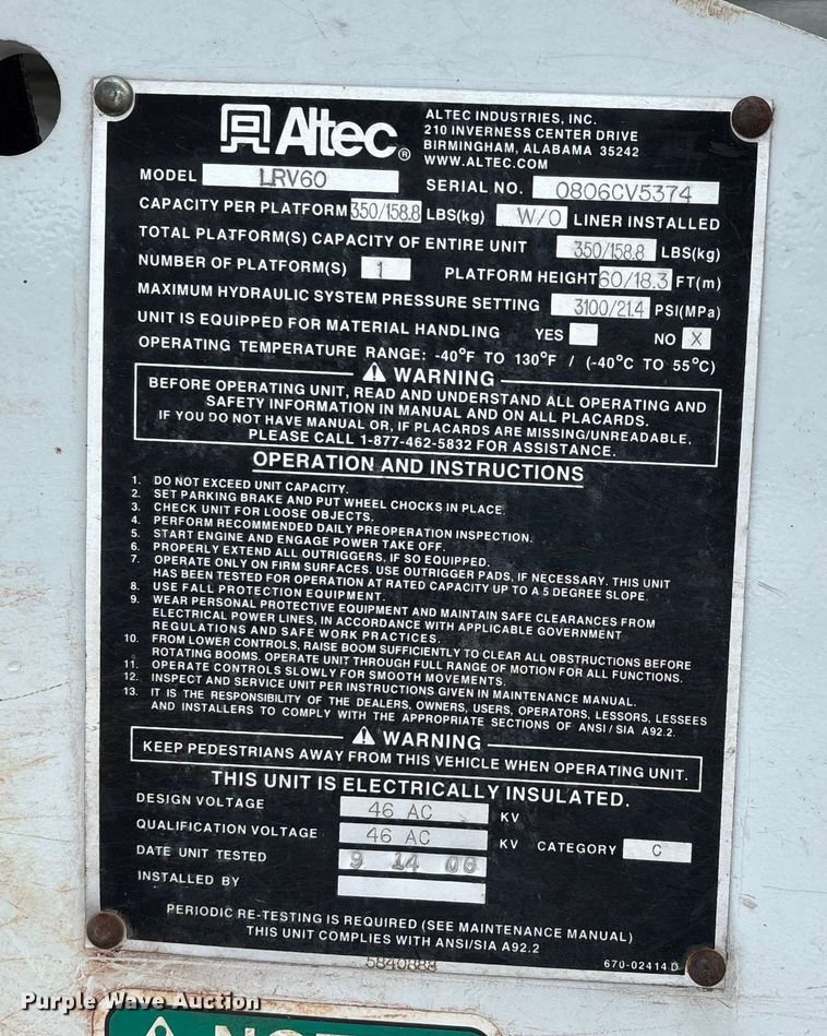 image for item DW7467 2007 International 4300 forestry bucket truck