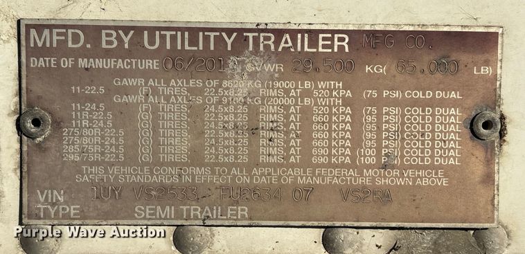 image for item EA7133 2015 Utility VS2RA refrigerated van trailer