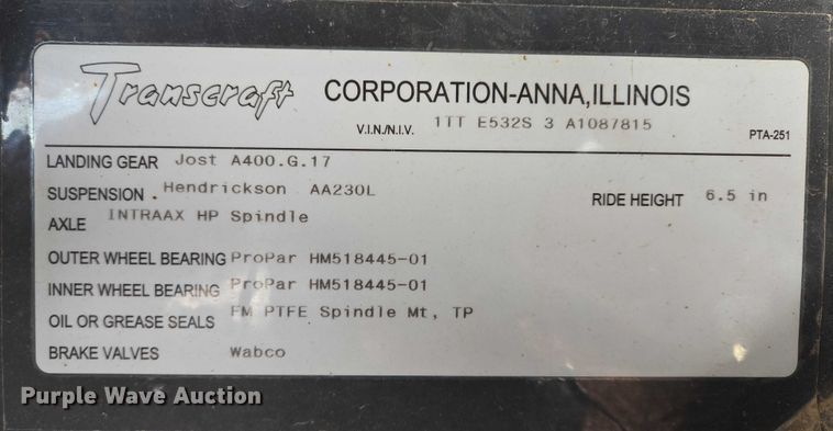 image for item EB1265 2010 Transcraft DTL-2100 drop deck equipment trailer